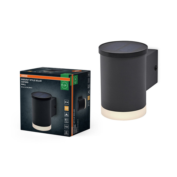 OSRAM LED Aussenleuchte Endura Style Solar Wall Oxford Dark Gray Warm weiß 4099854455834