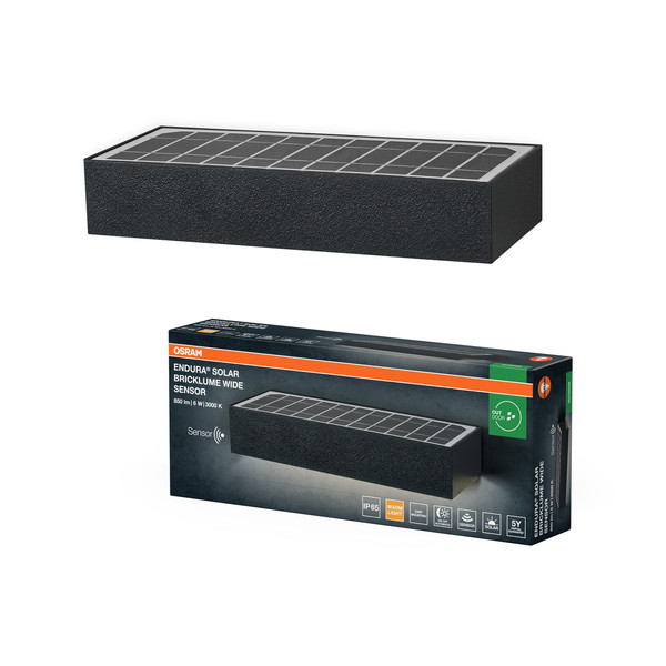 OSRAM LED Aussenleuchte Endura Style Solar Bricklume Sensor Wide Dark Gray Warm weiß 4099854455858