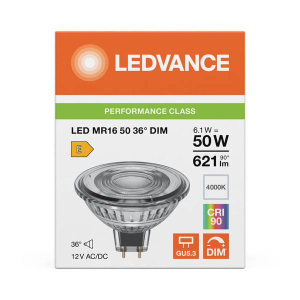 LEDVANCE LED Spot GU5.3 MR16 36° Dimmbar P 6.1W 621lm Neutralweiss 4000K Ra>90 wie 50W 4099854456138
