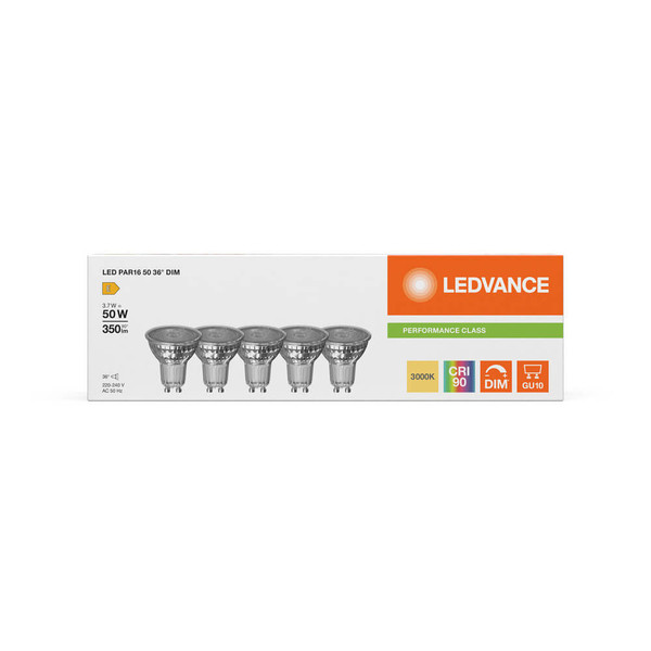 LEDVANCE LED Spot GU10 PAR16 36° Dimmbar P 3.7W 350lm Warmweiss 3000K Ra>90 wie 50W 4099854457609