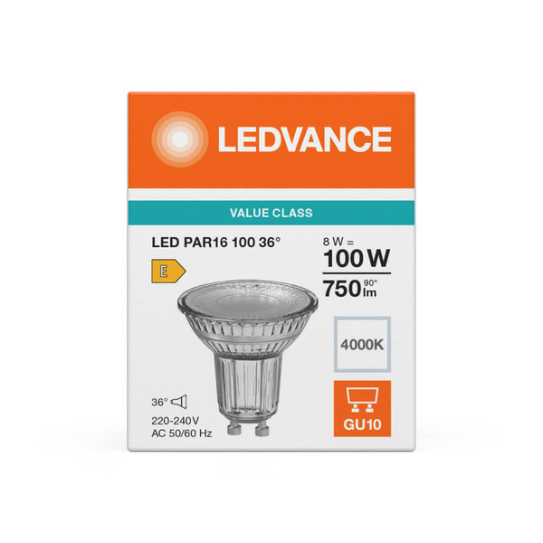 LEDVANCE LED Spot GU10 PAR16 36° P 8W 750lm Neutralweiss 4000K wie 100W 4099854457746
