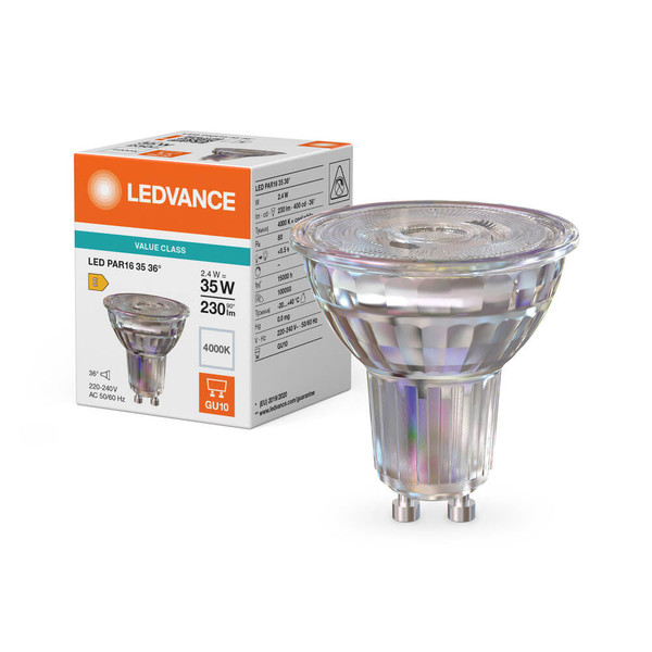LEDVANCE LED Spot GU10 PAR16 36° P 2.4W 230lm Neutralweiss 4000K wie 35W 4099854458002