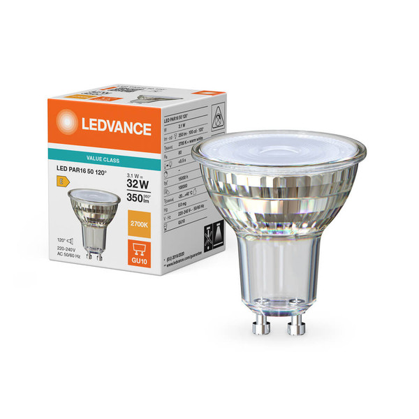 LEDVANCE LED Spot GU10 PAR16 120° P 3.1W 350lm Warmweiss 2700K wie 32W 4099854458088