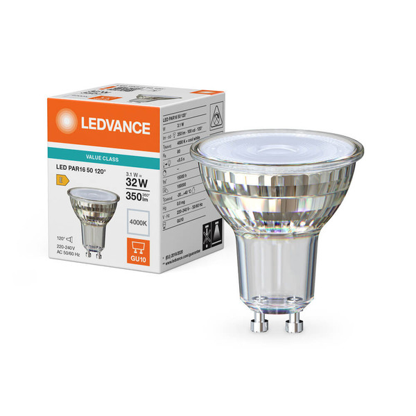 LEDVANCE LED Spot GU10 PAR16 120° P 3.1W 350lm Neutralweiss 4000K wie 32W 4099854458125
