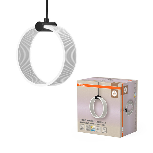 OSRAM LED Pendelleuchte Decor Circle 1XPendant PL 8W Click CCT Black Warm weiß,Kalt weiß,Kaltes Tageslicht 4099854458989