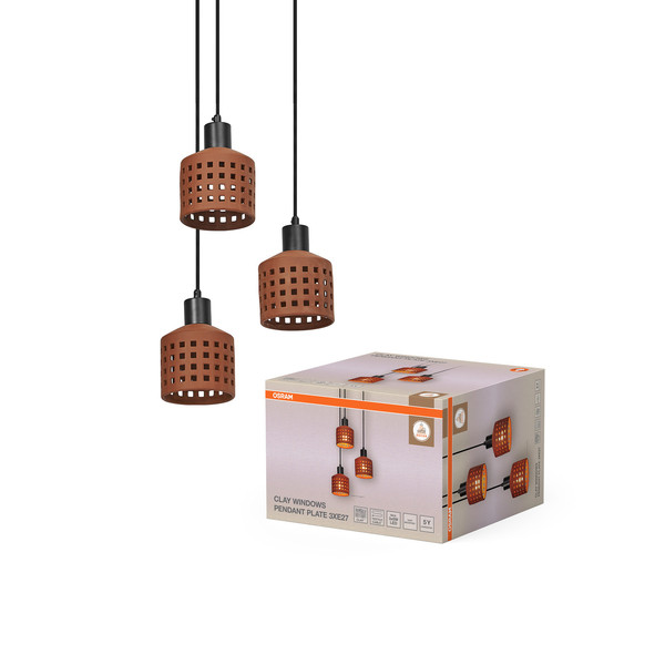OSRAM Pendelleuchte Decor Clay Windows Pendant PL 3XE27 Brown 4099854459108