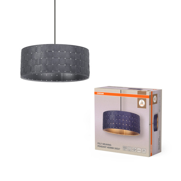 OSRAM Pendelleuchte Decor Felt Weaving Pendant 480 mm 3XE27 Dark Gray 4099854459382