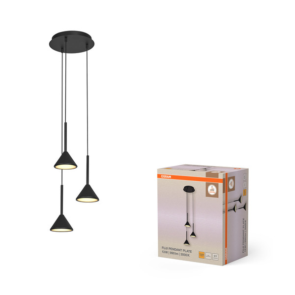 OSRAM LED Pendelleuchte Decor Fuji 3XPendant PL 13W 930 Black Warm weiß 4099854460418