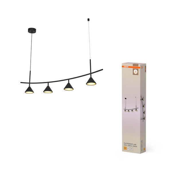 OSRAM LED Pendelleuchte Decor Fuji 4XPendant Linear 16W 930 Black Warm weiß 4099854460456