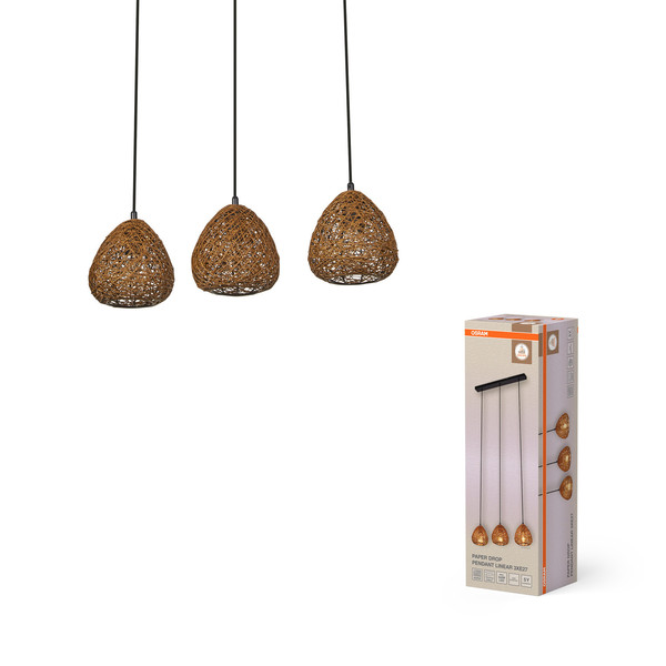 OSRAM Pendelleuchte Decor Paper Drop Pendant Linear 3XE27 Beige 4099854460654