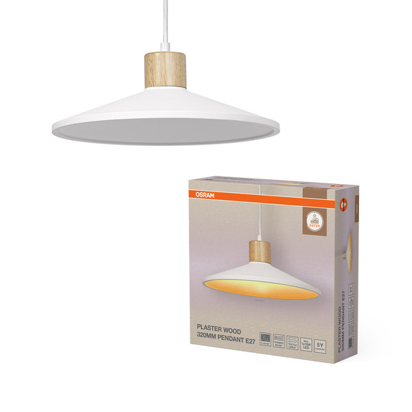 OSRAM Pendelleuchte Decor Plaster Wood Pendant 320 mm E27 White 4099854460999
