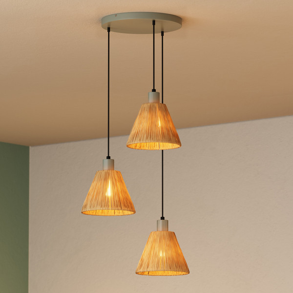 OSRAM Pendelleuchte Decor Raffia Pendant Plate 3XE27 Green 4099854461163