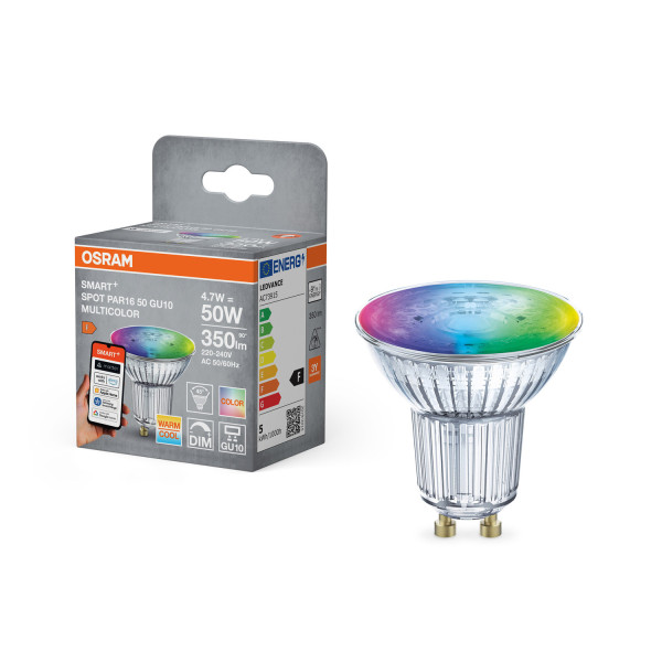 OSRAM LED Leuchtmittel SMART+ MATTER SPOT GU10  MULTICOLOR 4.7W 827...865 Multicolor GU10 Dimmbar RGBTW 4099854462191