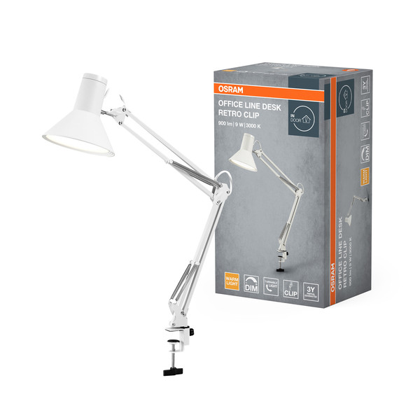 OSRAM LED Tischleuchte Office Line Desk Retro Clip 9W 830 White Dimmbar Warm weiß 4099854464072