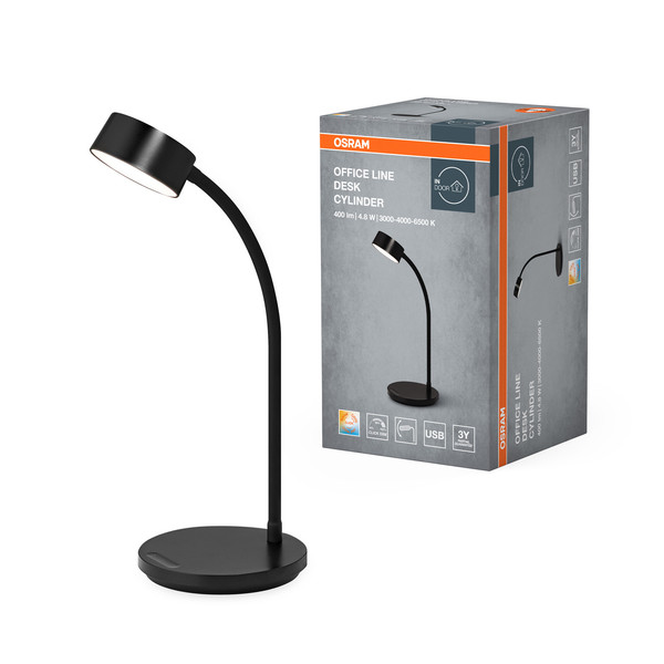 OSRAM LED Tischleuchte Office Line Desk Cylinder 4.8W CCT Black Dimmbar Warm weiß,Kalt weiß,Kaltes Tageslicht 4099854464256