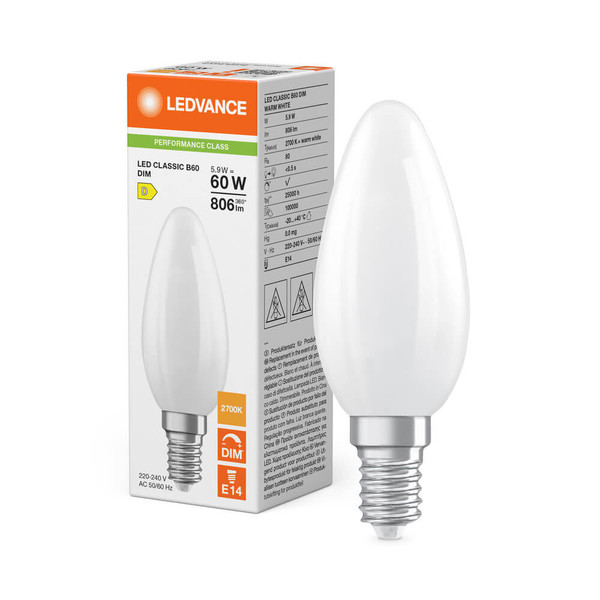 LEDVANCE LED Kerze E14 Classic Filament Dimmbar P matt B60 5.9W 806lm Warmweiss 2700K wie 60W 4099854464515
