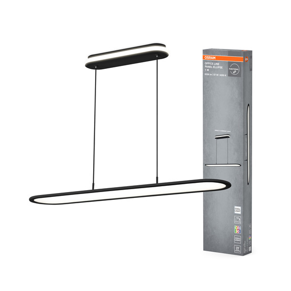OSRAM LED Deckenleuchte OFFICE LINE PANEL ELLIPSE 57W 940 Black Dimmbar Neutralweiss 4099854464874