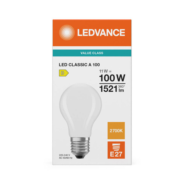 LEDVANCE LED Lampe E27 Classic Filament P matt A100 11W 1521lm Warmweiss 2700K wie 100W 4099854465772