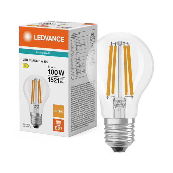 LEDVANCE LED Lampe E27 Classic Filament P A100 11W 1521lm Warmweiss 2700K wie 100W 4099854465833