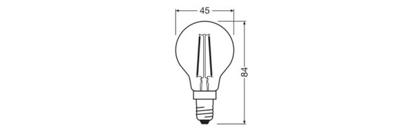 LEDVANCE LED Lampe E14 Classic Filament P P25 1.8W 250lm Warmweiss 2700K wie 25W 4099854468117