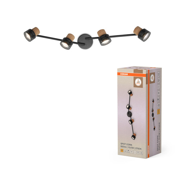 OSRAM LED Deckenleuchte DECOR SPOT CORK BLACK 4x3.4W 927 DIM Dimmbar Warm weiß 4099854470691