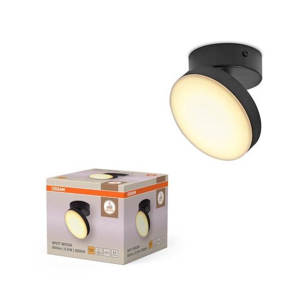 OSRAM LED Deckenleuchte DECOR SPOT MOON 1Spot W 5.5W 830 Black Warm weiß 4099854472190