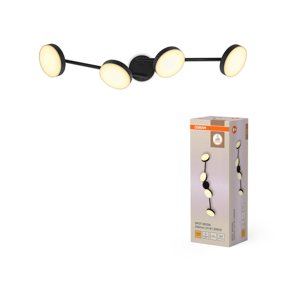 OSRAM LED Deckenleuchte DECOR SPOT MOON 4Spot 21W 830 Black Warm weiß 4099854472299