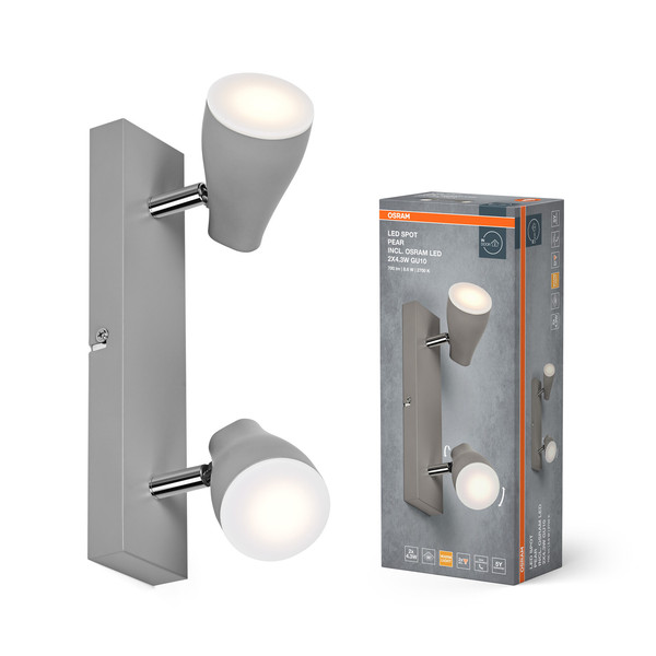 OSRAM LED Spotleuchte LED SPOT PEAR GREY 2 x 4.3W 2700K GU10 Warm weiß 4099854473869