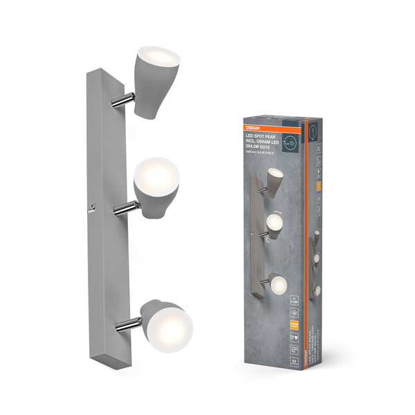 OSRAM LED Spotleuchte LED SPOT PEAR GREY 3 x 4.3W 2700K GU10 Warm weiß 4099854473883