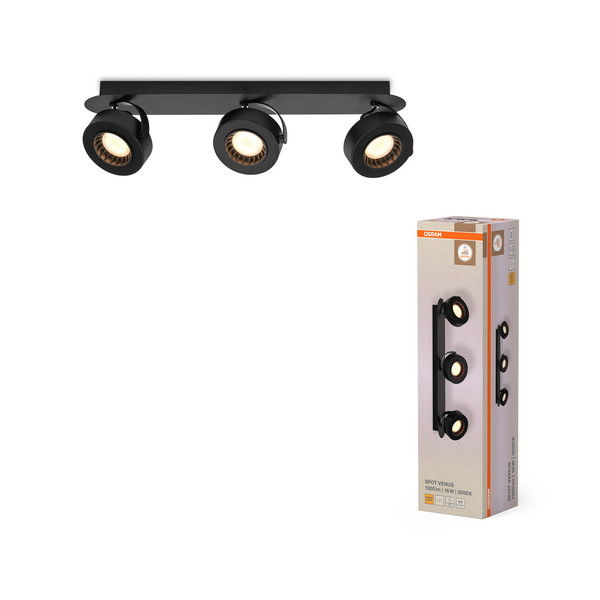 OSRAM LED Deckenleuchte DECOR SPOT VENUS BLACK 3 Spot Warm weiß 4099854474316