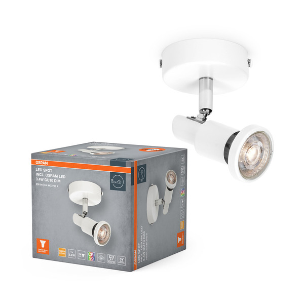 OSRAM LED Deckenleuchte LED SPOT WHITE 1 X 3.4W 927 DIM Dimmbar Warm weiß 4099854474538