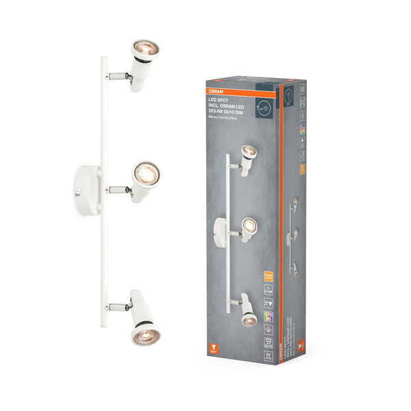 OSRAM LED Deckenleuchte LED SPOT WHITE 3 X 3.4W 927 DIM Dimmbar Warm weiß 4099854474576