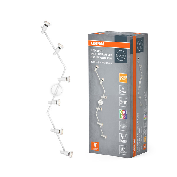 OSRAM LED Deckenleuchte LED SPOT WHITE 6 X 3.4W 927 DIM Dimmbar Warm weiß 4099854474613