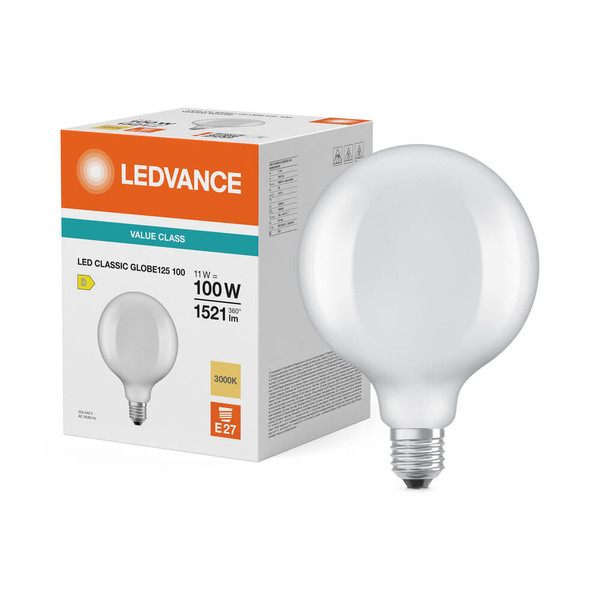 LEDVANCE LED Lampe E27 Classic Globe Filament V matt G125 11W 1521lm Warmweiss 3000K wie 100W 4099854482021