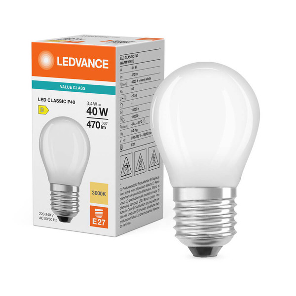 LEDVANCE LED Lampe E27 Classic Filament V matt P40 4.2W 470lm Warmweiss 3000K wie 40W 4099854482083