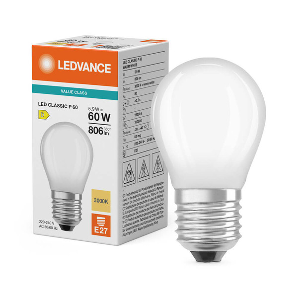 LEDVANCE LED Lampe E27 Classic Filament V matt P60 5.9W 806lm Warmweiss 3000K wie 60W 4099854482304
