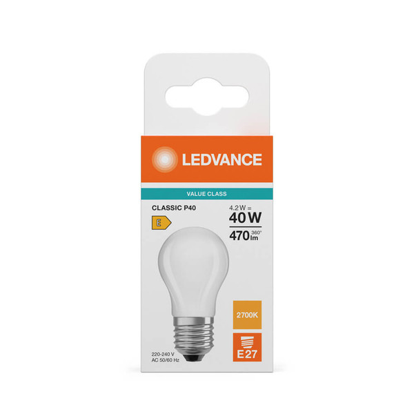LEDVANCE LED Lampe E27 Classic Filament V matt P40 4.2W 470lm Warmweiss 2700K wie 40W 4099854482465