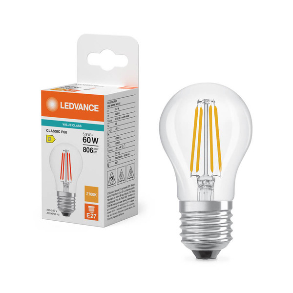 LEDVANCE LED Lampe E27 Classic Filament V P60 5.9W 806lm Warmweiss 2700K wie 60W 4099854482489