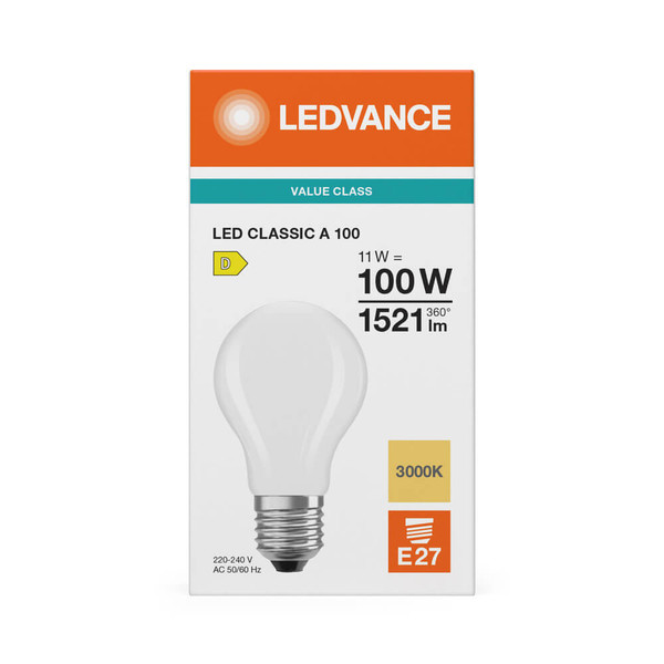 LEDVANCE LED Lampe E27 Classic Filament V matt A100 11W 1521lm Warmweiss 3000K wie 100W 4099854482540