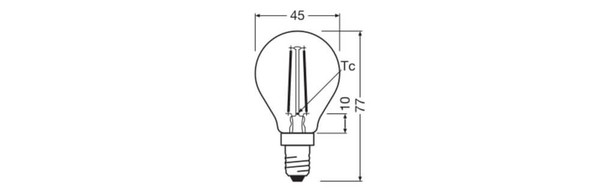 LEDVANCE LED Lampe E14 Classic Filament P25 2.5W 250lm Warmweiss 2700K wie 25W 4099854482748