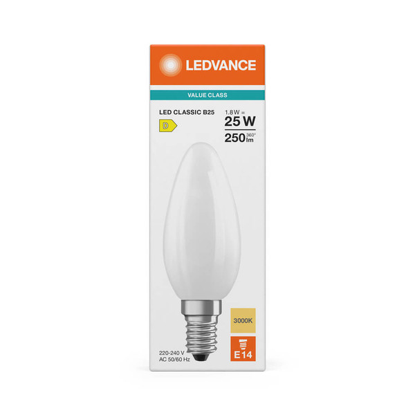 LEDVANCE LED Kerze E14 Classic Filament V matt B25 2.5W 250lm Warmweiss 3000K wie 25W 4099854484155