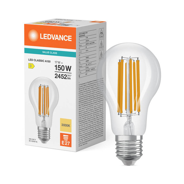 LEDVANCE LED Lampe E27 Classic Filament V A150 17W 2452lm Warmweiss 3000K wie 150W 4099854484452