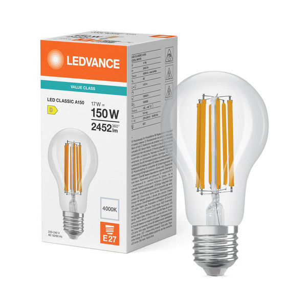 LEDVANCE LED Lampe E27 Classic Filament V A150 17W 2452lm Neutralweiss 4000K wie 150W 4099854484513