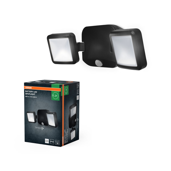 OSRAM LED Aussenleuchte Battery LED Spotlight Double 10W 4000K IP54 Black Neutralweiss 4099854497551