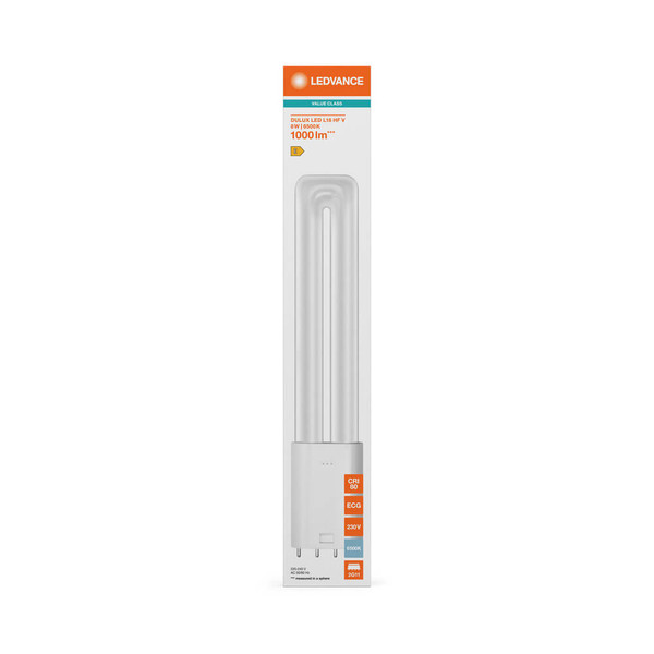 LEDVANCE LED Lampe 2G11 Dulux L18 HF & AC Mains Value matt 8W 1000lm Tageslichtweiss 6500K wie 18W nur für direkt 230V 4099854501654