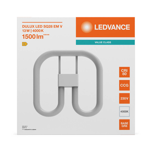 LEDVANCE LED Lampe GR8 Dulux SQ28 EM Value Pins matt 13W 1500lm Neutralweiss 4000K wie 28W nur für direkt 230V 4099854501753