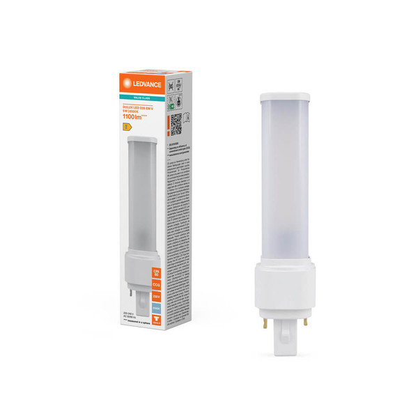 LEDVANCE LED Lampe G24d-3 Dulux D26 EM & AC Mains Value matt 9W 1100lm Tageslichtweiss 6500K wie 26W nur für direkt 230V 4099854502316
