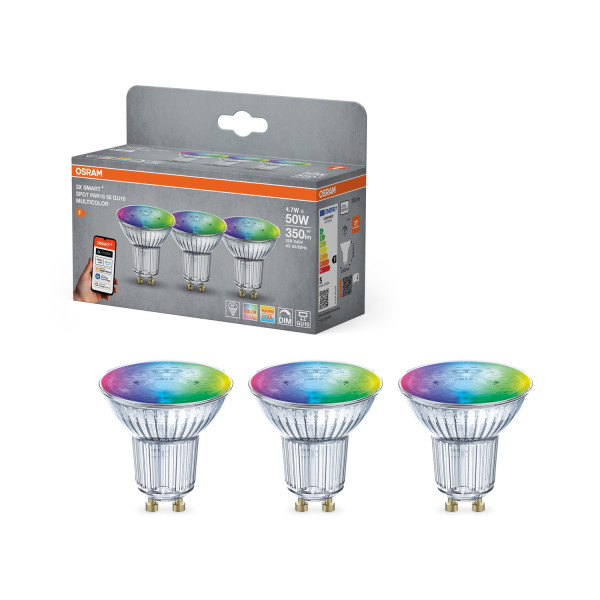 OSRAM LED Leuchtmittel SMART+ MATTER SPOT GU10  MULTICOLOR 4.7W 827...865 Multicolor GU10 TRIPLE PACK Dimmbar RGBTW 4099854529849