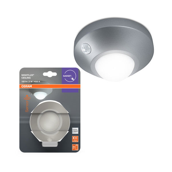 OSRAM LED Deckenleuchte NIGHTLUX Ceiling Silver Neutralweiss 4099854530777