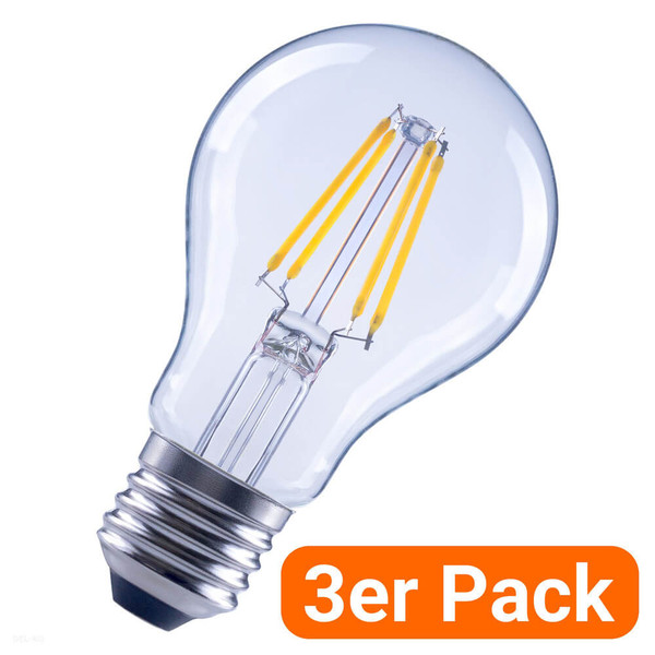 3er-Pack LEDVANCE LED Lampe E27 Classic Filament A40 4.2W 470lm Warmweiss 2700K wie 40W 4099854556234